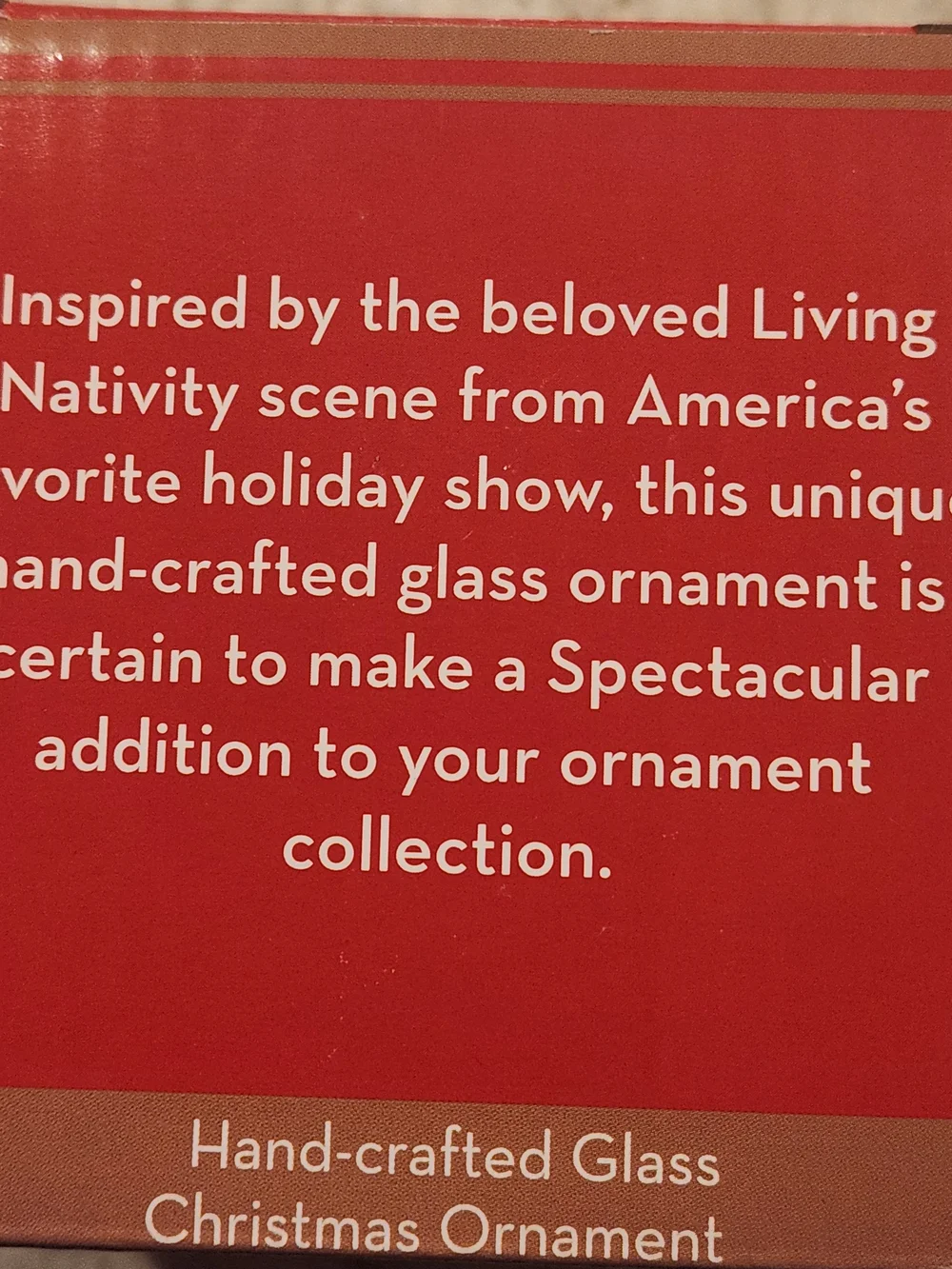 Radio City Christmas Spectacular  Hand-crafted Glass Nativity Ornament